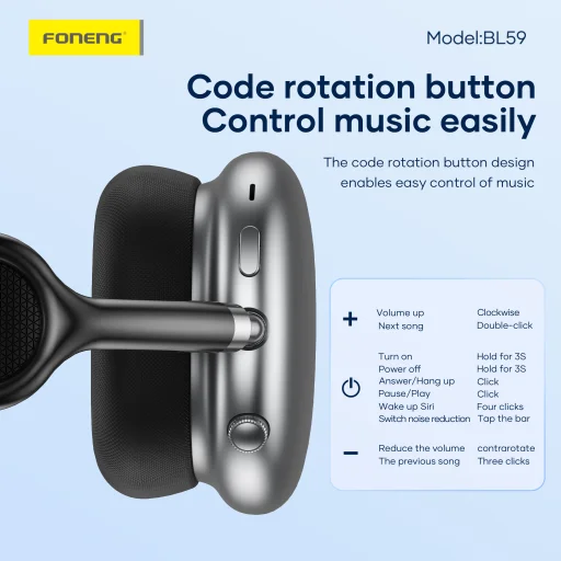 FONENG vezeték nélküli fejhallgató (ANC) BL59 Fekete - 7