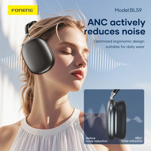 FONENG vezeték nélküli fejhallgató (ANC) BL59 Fekete - 4