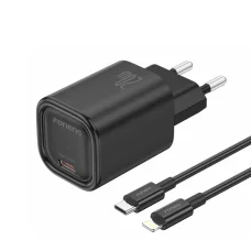FONENG EU69 PD 20W fali töltő 1xUSB-C + USB-C - Lightning kábel Fekete