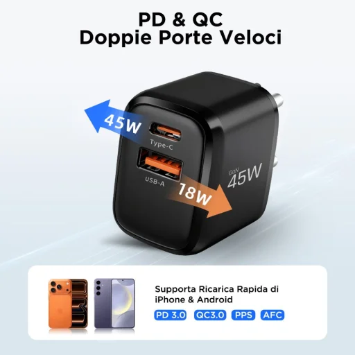 Tech-protect Nca45w-gan 2-port Hálózati Töltő Pd 45w / Qc3.0 Fekete - 7