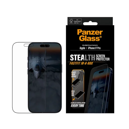 iPhone 17 Pro Fekete PanzerGlass® - Ultra-Wide Fit Képernyővédő FASTFIT IN-A-BOX-szal üvegfólia - 2