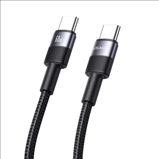 30db USAMS Type-C USB-C kábel 3A 1.2m fekete - 2