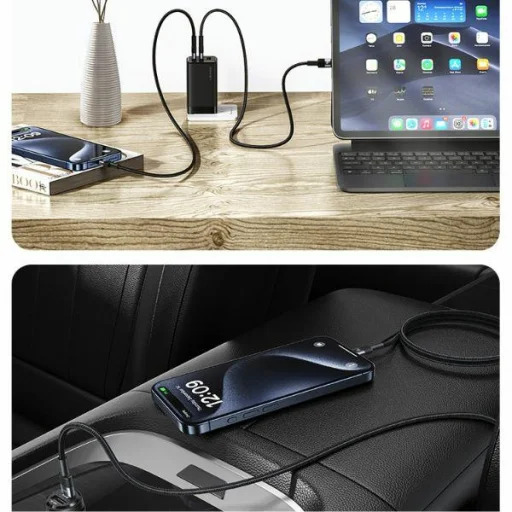 30db USAMS Type-C USB-C kábel 3A 1.2m fekete - 4