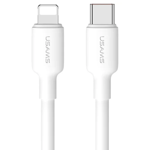 USAMS US-CC183 1xUSB-C PD20W PD3.0 Gyors töltésű fehér töltő + USB-C/Lightning kábel - 5