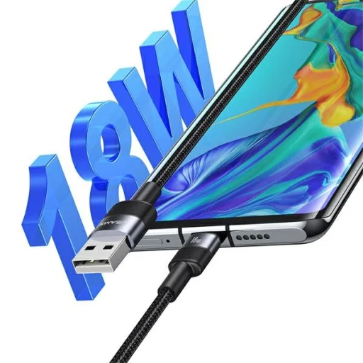 USB-C - USB 3A 1.2m Gyors Töltőkábel acél/koszos 30 db SJ718ZJ01 (US-SJ718) - 3