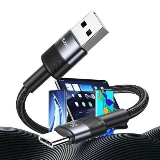 USB-C - USB 3A 1.2m Gyors Töltőkábel acél/koszos 30 db SJ718ZJ01 (US-SJ718) - 7