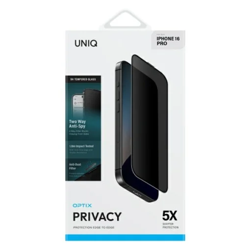 iPhone 16 Pro UNIQ Optix Privacy 6.3" privatizáló edzett üveg üvegfólia applikátorral - 2