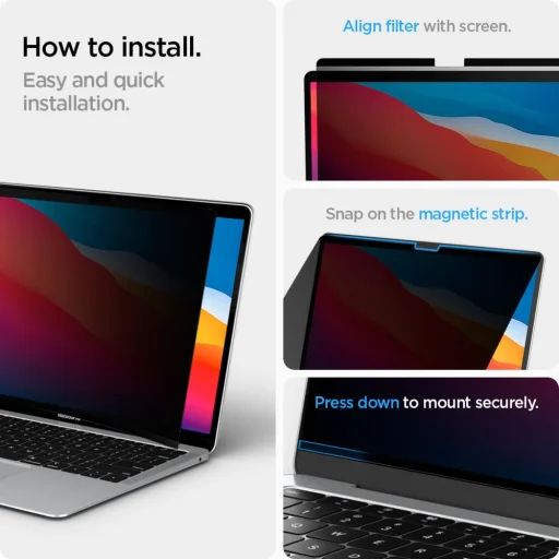 Spigen Safe View Macbook Air 13 M2 / M3 / M4 / 2023-2025 Adatvédelmi üvegfólia - 12