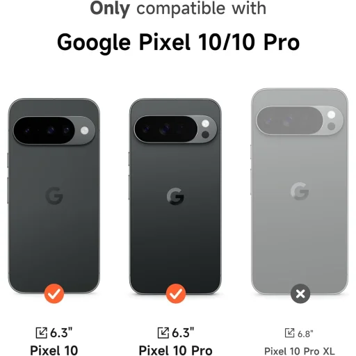 Google Pixel 10 / Pixel 10 Pro SURITCH forgatható gyűrűs tok, kamera védővel– fekete - 7