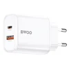 BWOO CDA207 PD 36W fali töltő 1x USB-A + USB-C port fehér thumbnail
