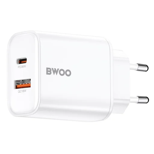 BWOO CDA207 PD 36W fali töltő 1x USB-A + USB-C port fehér - 2