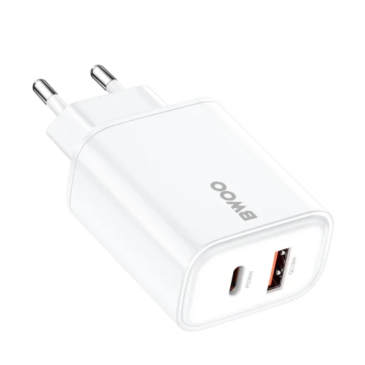 BWOO CDA207 PD 36W fali töltő 1x USB-A + USB-C port fehér - 3