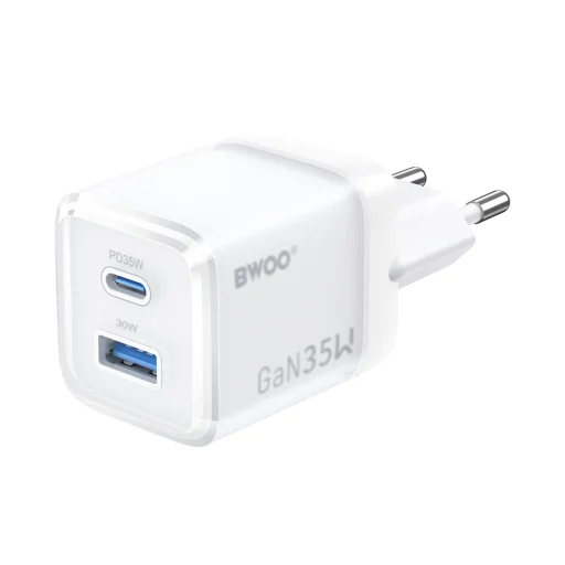 BWOO GaN fali töltő CDA222 PD 35W 1 x USB 1 x USB-C, fehér - 1