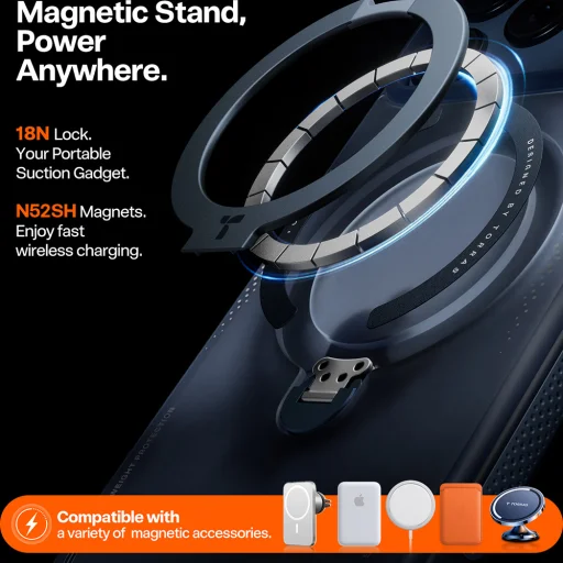 iPhone 17 Pro Torras Ostand Spin Air Series - Éjféli Kék tok - 5