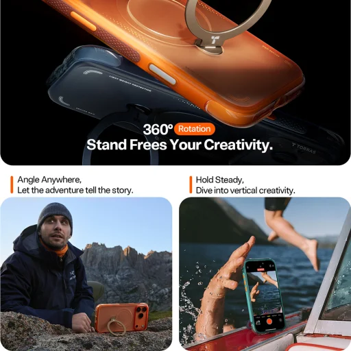 iPhone 17 Pro Torras Ostand Spin Air Series - Éjféli Kék tok - 6