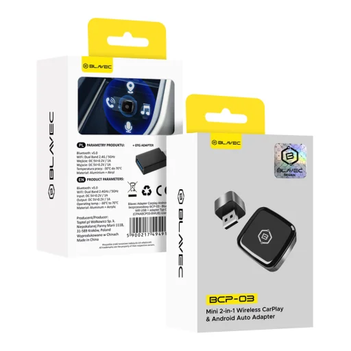Blavec Adapter Carplay Android Auto vezeték nélküli BCP-03 - Bluetooth Wifi USB + Typ C adapter (CPAABCP03-BWUB) fekete - 4