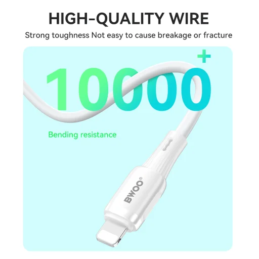 BWOO X329C 3A szilikon kábel USB-A - LIGHTNING 3A 1m fehér - 4