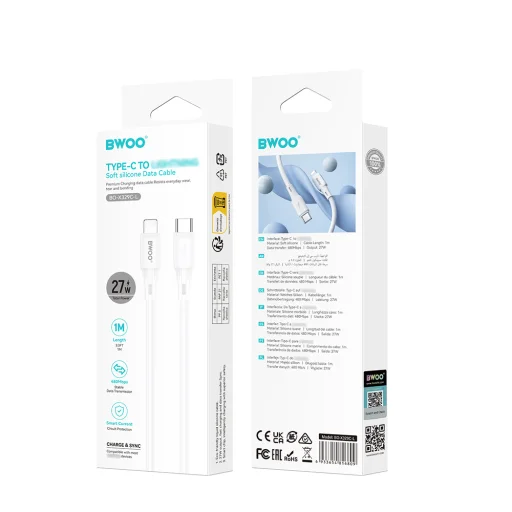 BWOO X329CL USB kábel USB-C - Lightning 27W 1m fehér - 4