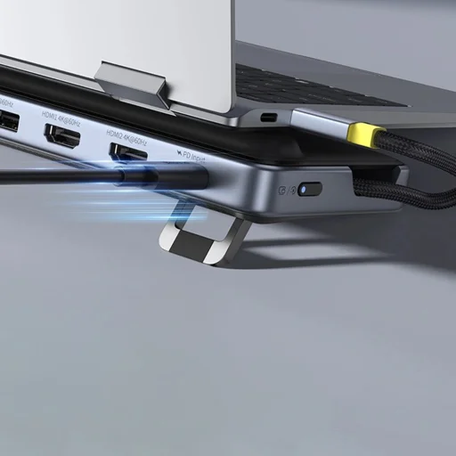 Baseus Docking Station EliteJoy EH3 (B0114200) - USB-C to 2x HDMI, DP, 3x Type-C, 3x USB, SD/TF, RJ45, 10Gbps - Űrszürke - 4