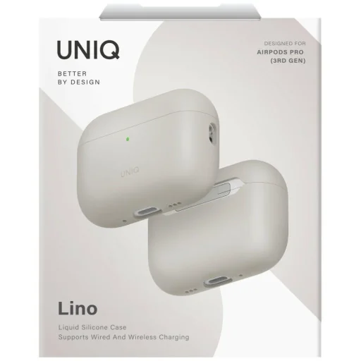 AirPods Pro 3 UNIQ Lino Szilikon tok bézs - 6