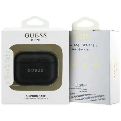 Apple AirPods Pro 3 Guess Grained Classic Logo akasztós tok fekete - 4