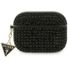 Apple AirPods Pro 3 Guess Rhinestone Triangle Charm fekete tok