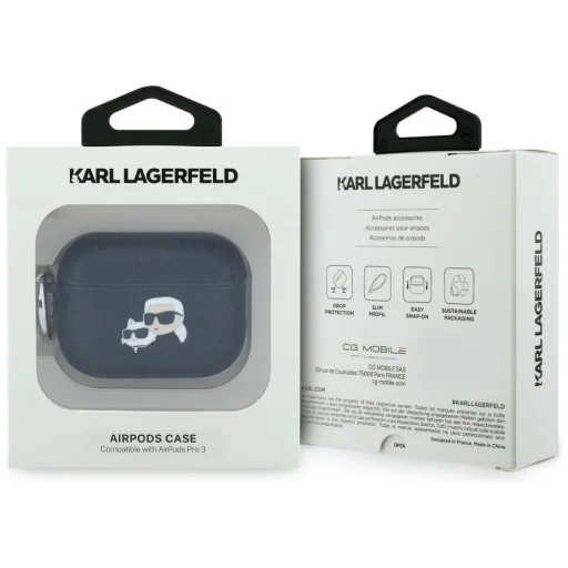 Apple AirPods Pro 3 Karl Lagerfeld Monogram Karl & Choupette Fej fekete tok - 4