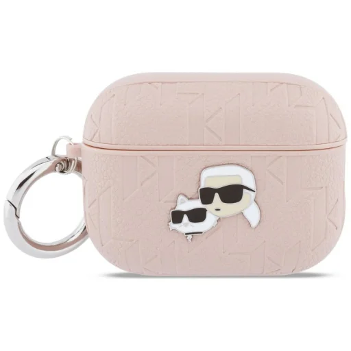 Apple AirPods Pro 3 Karl Lagerfeld Monogram Karl & Choupette Head rózsaszín tok - 1