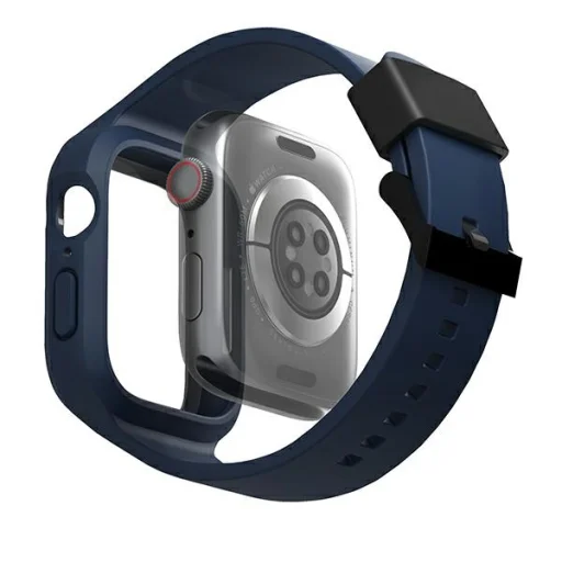 Apple Watch 4/5/6/7/8/9/SE/SE2/SE3 44/45mm UNIQ Monos Szíj + Tok, tengerkék - 2