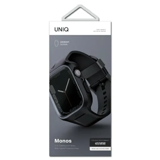 Apple Watch 44/45 mm UNIQ Monos Szíj + Tok 2 az 1-ben éjfekete - 4
