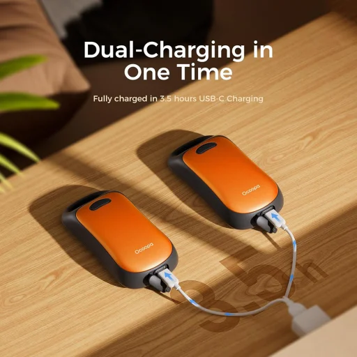 Kézmelegítő UT4 Urban (UT3061- OG) - USB-C, IP45, Állítható hőmérséklet, Mágneses, Szíjjal, 2x 3000mAh - Narancssárga Ocoopa - 7