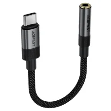 Type-C Férfi - Jack 3.5mm Női Acefast Audio Adapter (J12), Plug & Play, Magas hűségű hang, Nincs késés, 15cm - Fekete