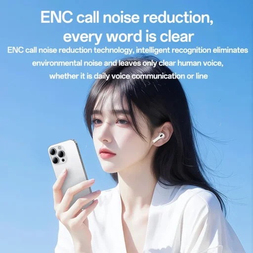 Yesido Vezeték nélküli fülhallgató (TWS31) 13 mm-es hangszóróval, Bluetooth 5.4, fél-fülbe illeszkedő kialakítás, 300mAh, Type-C - Fehér - 6