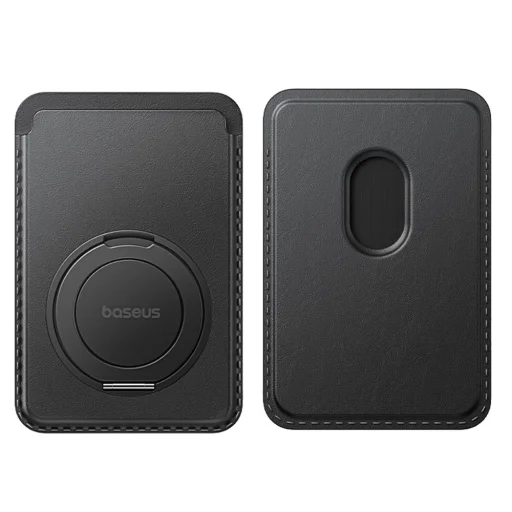 Baseus - Mágneses Pénztárca Állvány MagPro 3 (P70385000123-00) - Akár 3 Kártya, 360°-os Állvány Forgathatóság, RFID-Blokkolás - Kozmikus Fekete - 1