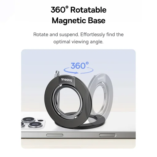 Baseus Desk Holder MagPro 3 (Z0004800) - Mágneses, Kettős Gyűrű - Kozmikus Fekete - 6