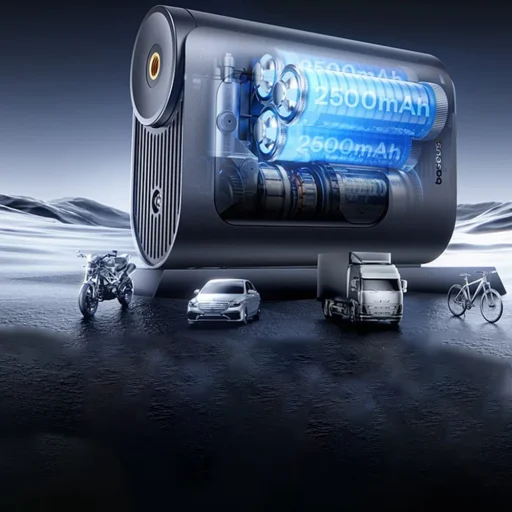 Baseus GoTrip VA1 Super Mini Autó Kompresszor - Vezeték nélküli, Kijelzővel, 22 Henger, Automatikus Stop - Kozmikus Fekete - 2