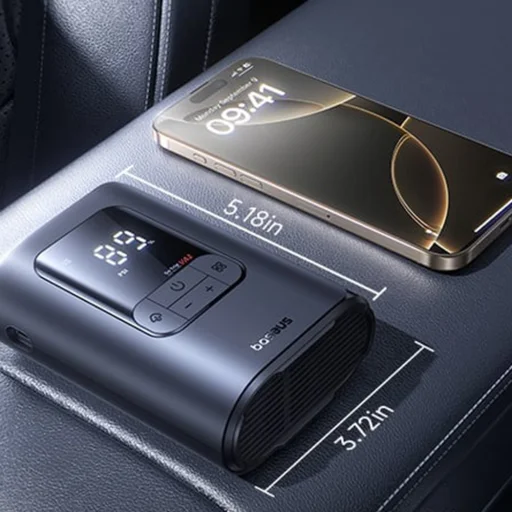 Baseus GoTrip VA1 Super Mini Autó Kompresszor - Vezeték nélküli, Kijelzővel, 22 Henger, Automatikus Stop - Kozmikus Fekete - 3