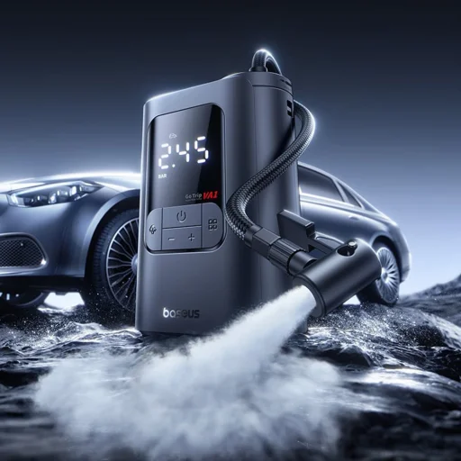 Baseus GoTrip VA1 Super Mini Autó Kompresszor - Vezeték nélküli, Kijelzővel, 22 Henger, Automatikus Stop - Kozmikus Fekete - 4