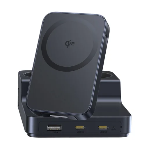 Baseus - 6 az 1-ben töltőállomás Nomos ND11 (E00078801123-00) - Mágneses Vezeték nélküli, 2x AC, 2x USB-C, USB, 67W - Kozmikus Fekete - 2