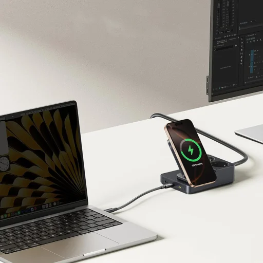 Baseus - 6 az 1-ben töltőállomás Nomos ND11 (E00078801123-00) - Mágneses Vezeték nélküli, 2x AC, 2x USB-C, USB, 67W - Kozmikus Fekete - 6