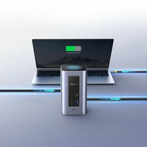Baseus Dokkoló Állomás NU1 Air Spacemate - USB-C - 2x HDMI, 3x USB-C, 4x USB, RJ45, SD/TF - Űrszürke - 6