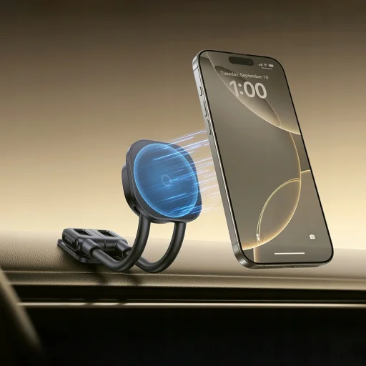 Baseus - Autós tartó PrimeTrip C03s (C0013701) - MagSafe, műszerfalra/szélvédőre, rugalmas, 20N mágneses tartás - Kozmikus fekete - 3