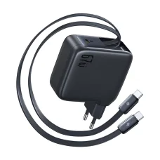 Wall Charger EnerCore CJ21 (E0121D00) Baseus Type-C kettő visszahúzható Type-C kábellel, 67W, 80cm - Kozmikus Fekete