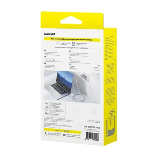 Baseus - Data Cable Discolor (E0420701) - USB-C to USB-C, 100W, 480Mbps, 2m - Kék/Zöld - 7