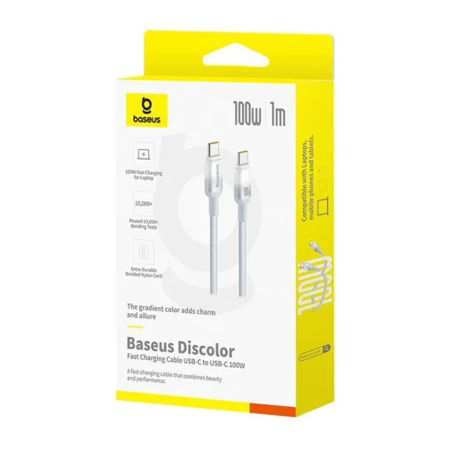 USB-C to USB-C, 100W, 2m Ezüst Baseus - Data Cable Discolor (E0420703) kábel - 6