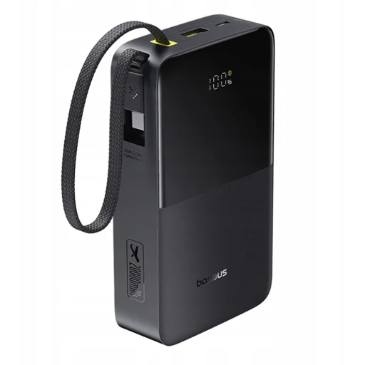 Baseus - EnerFill Bipow2 Pro Power Bank (E0027701) - beépített USB-C kábellel, 20000mAh, 22.5W, digitális kijelző - Kozmikus Fekete - 2