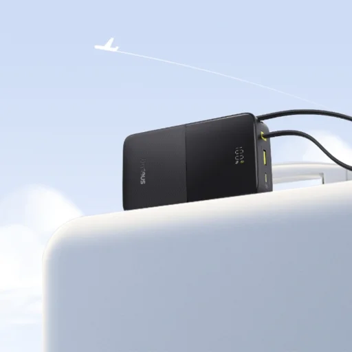 Baseus - EnerFill Bipow2 Pro Power Bank (E0027701) - beépített USB-C kábellel, 20000mAh, 22.5W, digitális kijelző - Kozmikus Fekete - 6