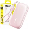 Baseus EnerFill FC21 Qpow 3 Ultra Power Bank levehető kábellel, 10000mAh, 22.5W, Digitális Kijelző - Nebula Pink thumbnail