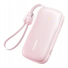 Baseus EnerFill FC21 Qpow 3 Ultra Power Bank levehető kábellel, 10000mAh, 22.5W, Digitális Kijelző - Nebula Pink