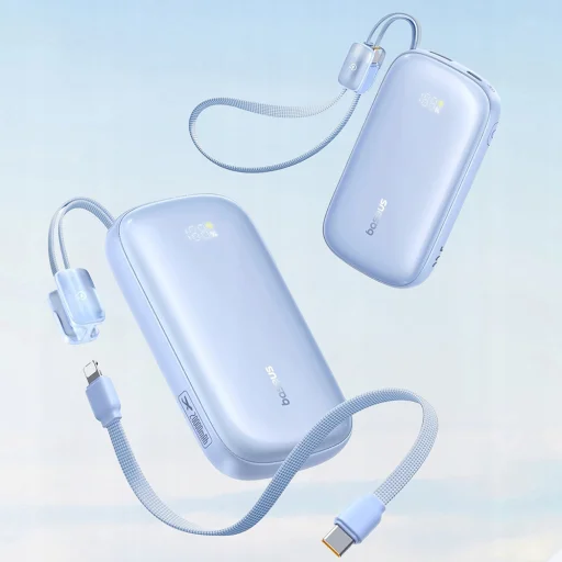 Baseus Power Bank EnerFill FC21 Qpow 3 Ultra (E0027Q03) - Levehető kábellel, 10000mAh, 45W, Digitális kijelző - Galaxy Blue - 5